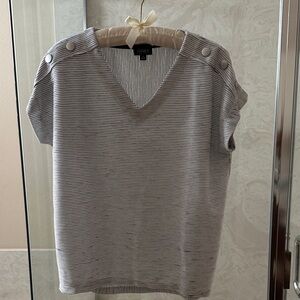 Jones New York Black and White Striped Blouse